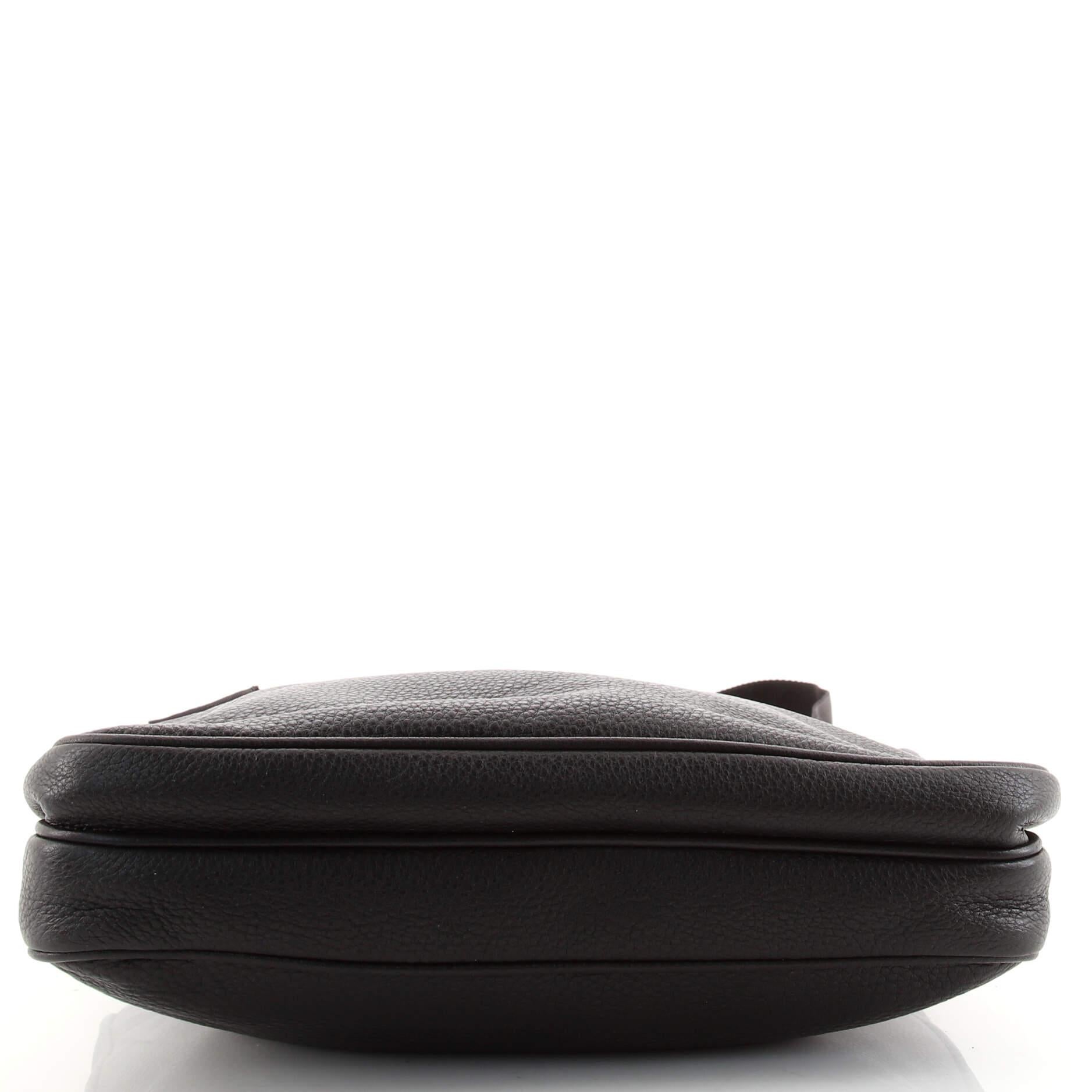 Black Prada Front Pocket Zip Messenger Bag Vitello Daino Large