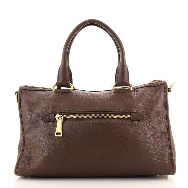 Black Prada Front Zip Convertible Satchel Vitello Daino Medium