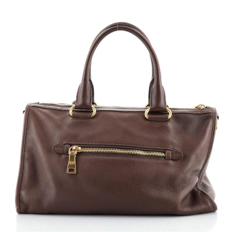 Prada Front Zip Convertible Satchel Vitello Daino Medium In Good Condition In NY, NY