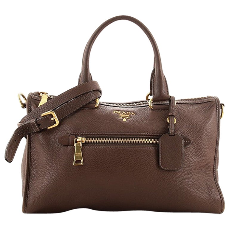 Prada Front Zip Convertible Satchel Vitello Daino Medium
