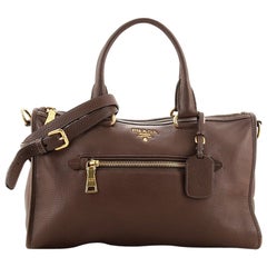 Prada Front Zip Convertible Satchel Vitello Daino Medium