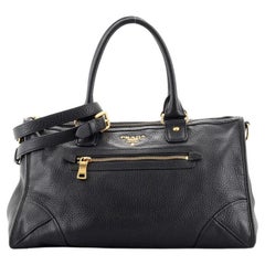 Prada Front Zip Convertible Satchel Vitello Daino Medium
