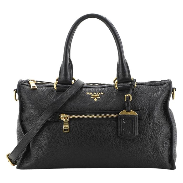 Prada Front Zip Convertible Satchel Vitello Phenix Medium at 1stdibs