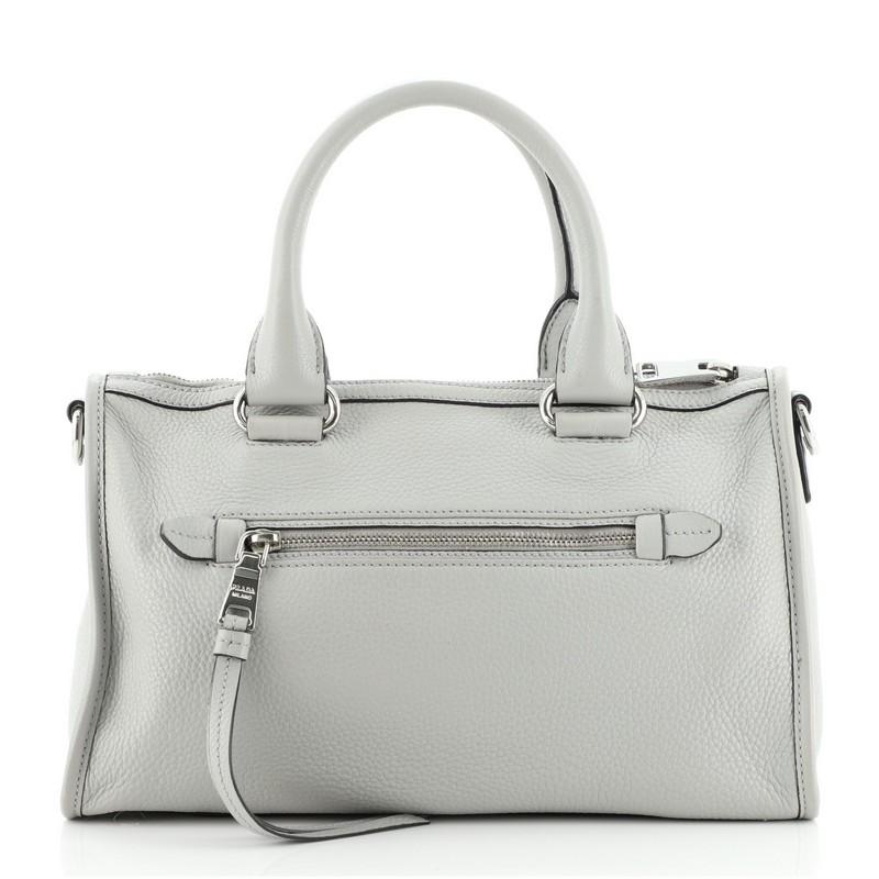Gray Prada Front Zip Convertible Satchel Vitello Phenix Small