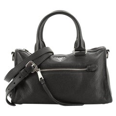 Prada Front Zip Convertible Satchel Vitello Phenix Small