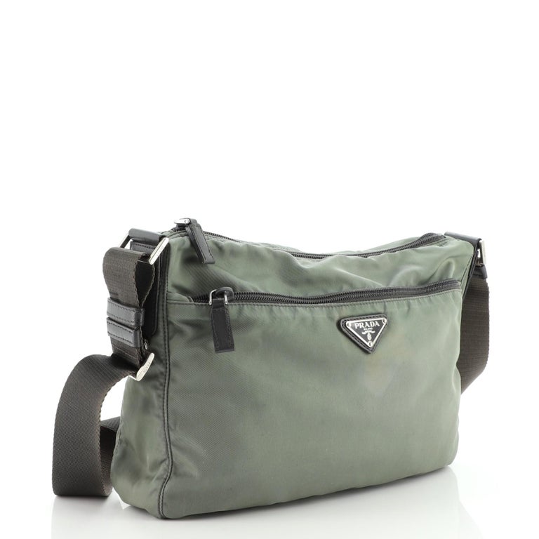 Prada Front Zip Messenger Bag Tessuto Medium at 1stDibs