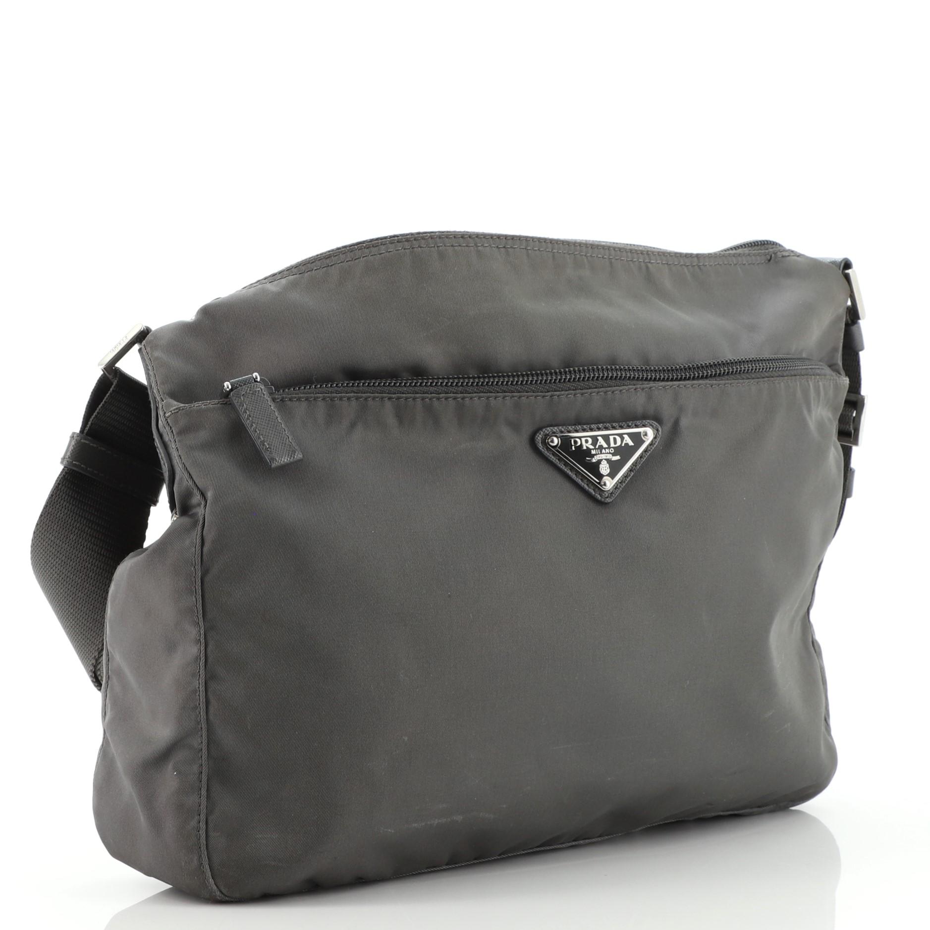 Prada Front Zip Messenger Bag Tessuto Medium at 1stDibs