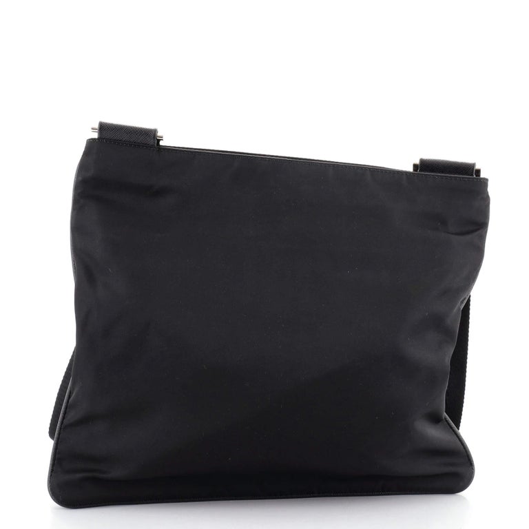 Prada Front Zip Messenger Bag Tessuto Medium For Sale at 1stDibs