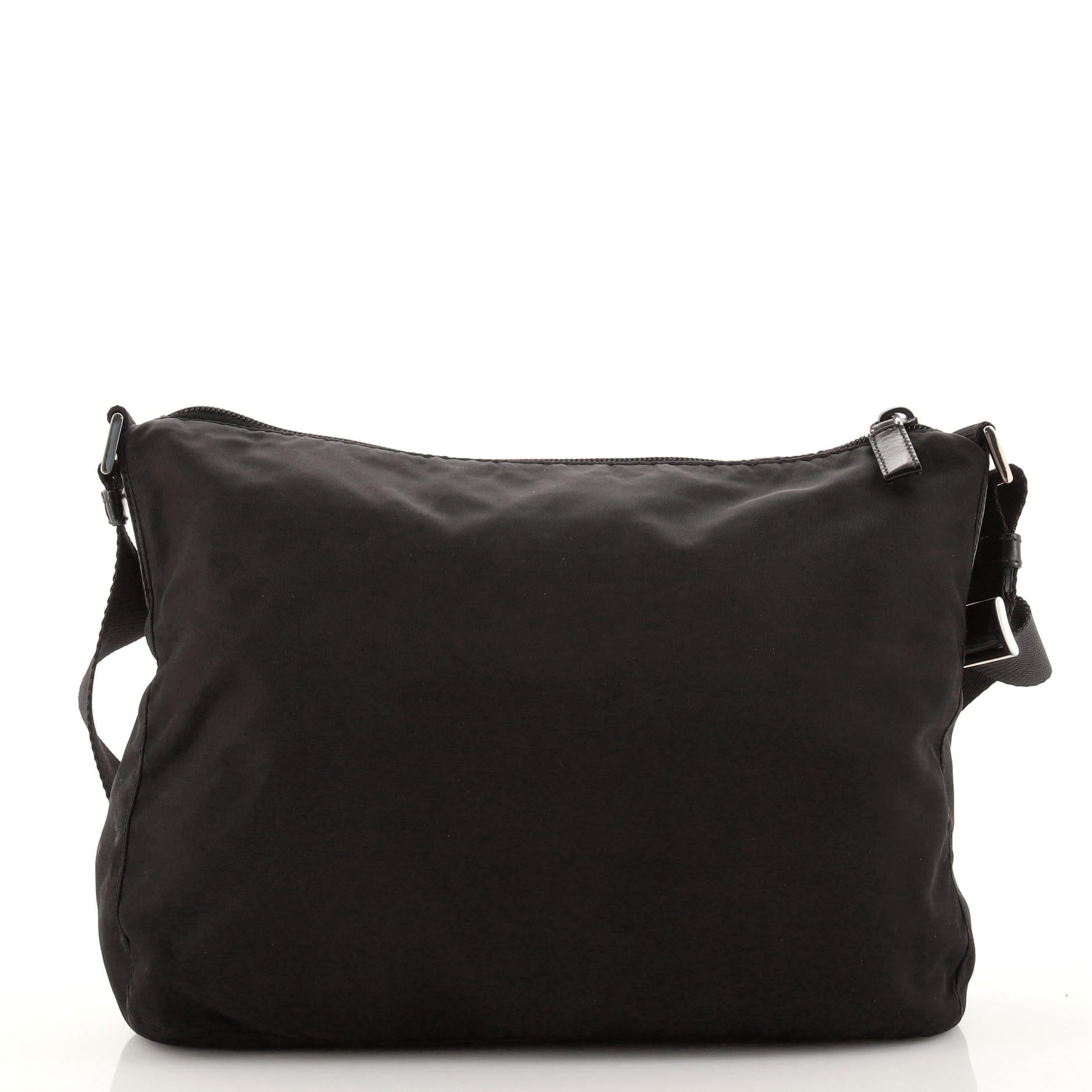 Prada Messenger Bag Tessuto mit Reißverschluss vorne Medium (Schwarz)