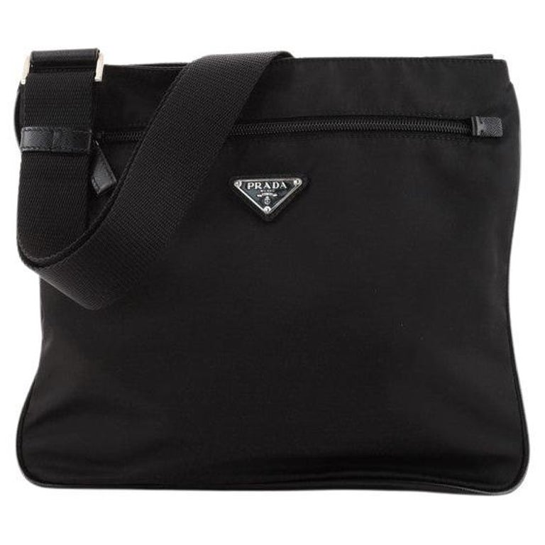 Prada Front Zip Messenger Bag Tessuto Medium at 1stDibs