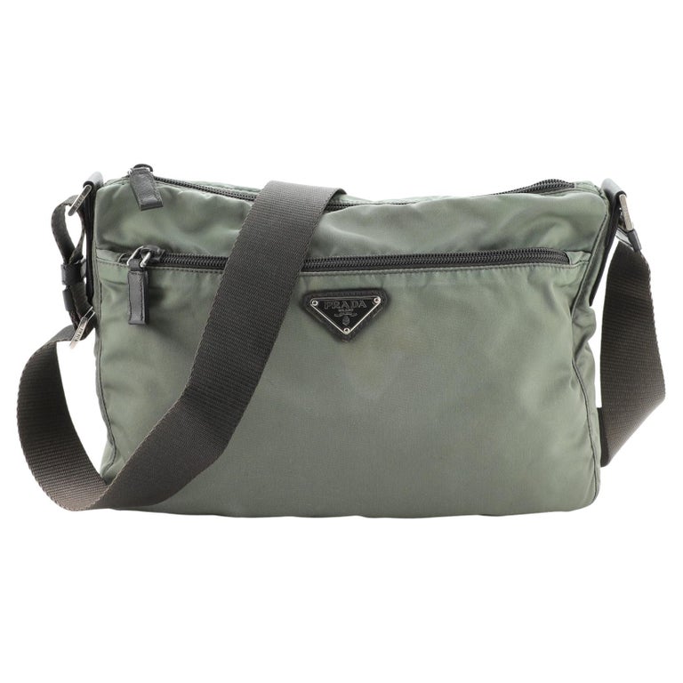 Prada Front Zip Messenger Bag Tessuto Medium at 1stDibs