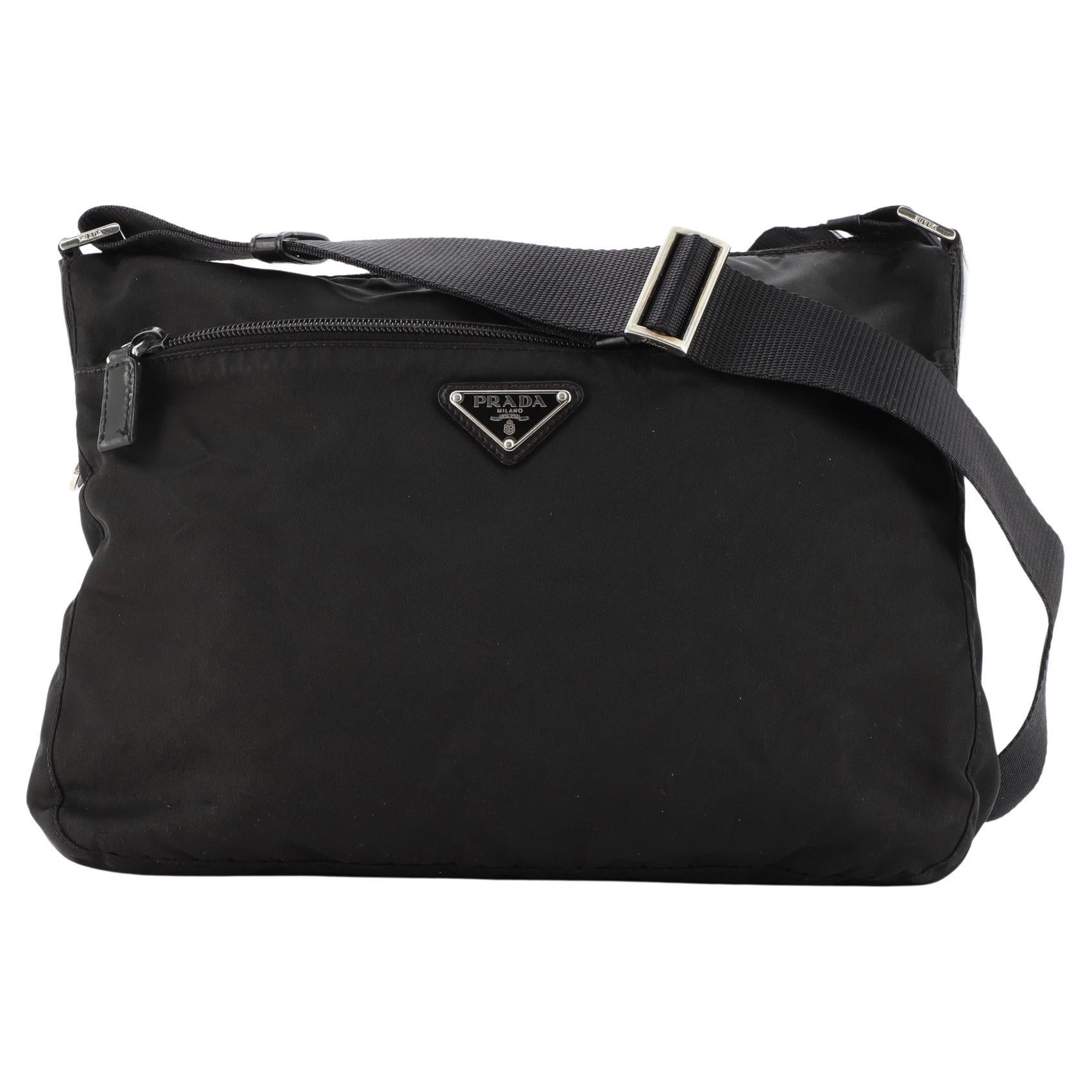 Prada Front Zip Messenger Bag Tessuto Medium at 1stDibs