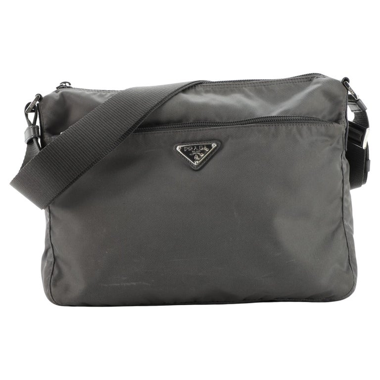 Prada Front Zip Messenger Bag Tessuto Medium at 1stDibs