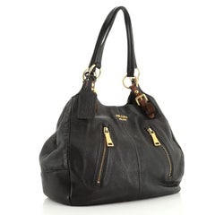 Prada Front Zip Shoulder Bag Cervo Antik Leather Medium