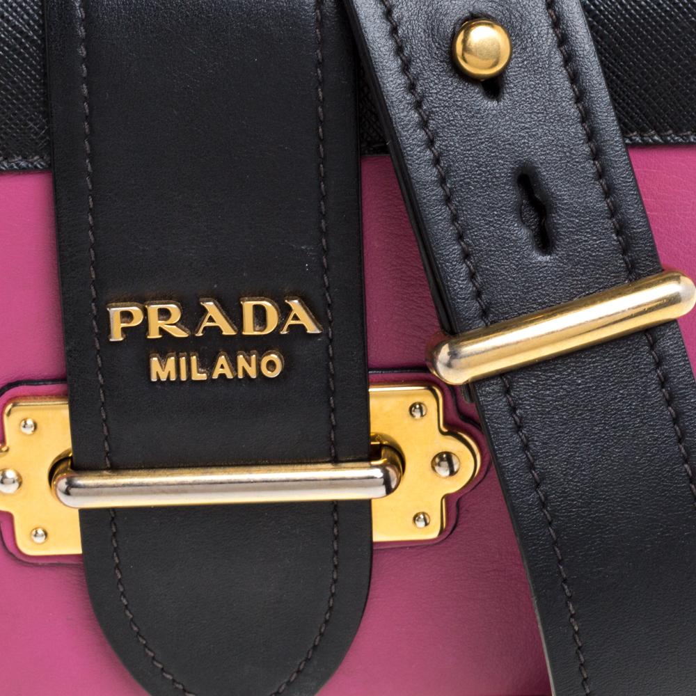 Prada Fuchsia/Black Leather Cahier Flap Shoulder Bag 1