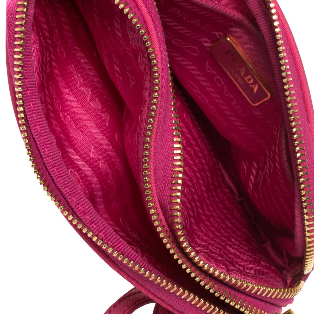 Prada Fuchsia Nylon und Leder Crossbody Tasche 2