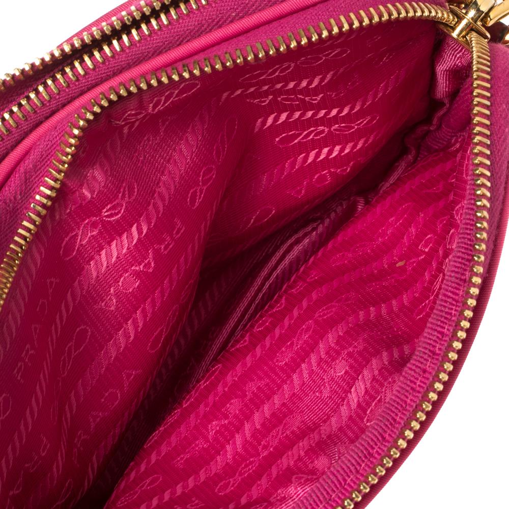 Prada Fuchsia Nylon und Leder Crossbody Tasche 3