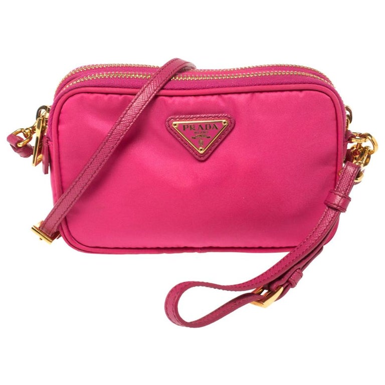 Prada Fuchsia Nylon and Leather Crossbody Bag at 1stDibs