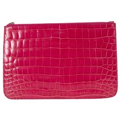 PRADA fuchsia pink CROCODILE ZIP POUCH Clutch Bag