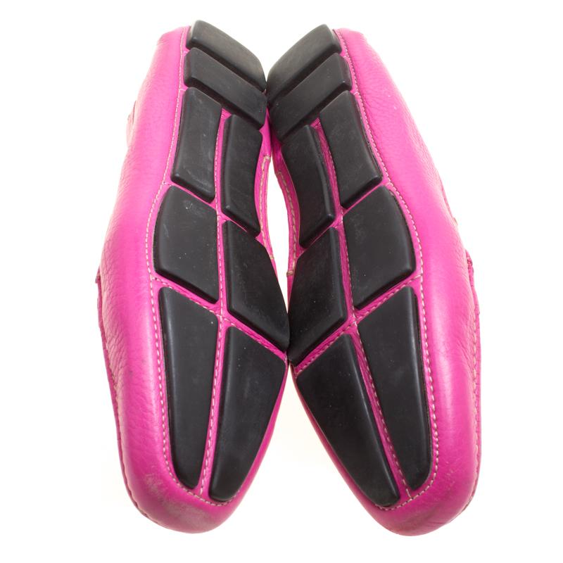Women's Prada Fuchsia Pink Leather Loafers Size 40