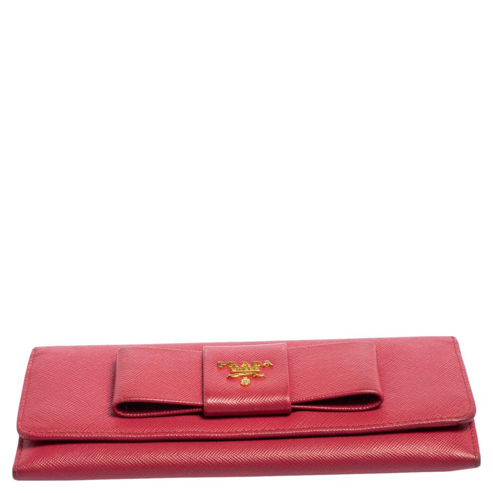pink prada wallet with bow