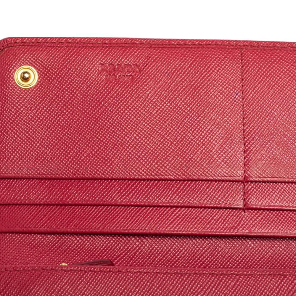 Women's Prada Fuchsia Saffiano Leather Bow Continental Wallet