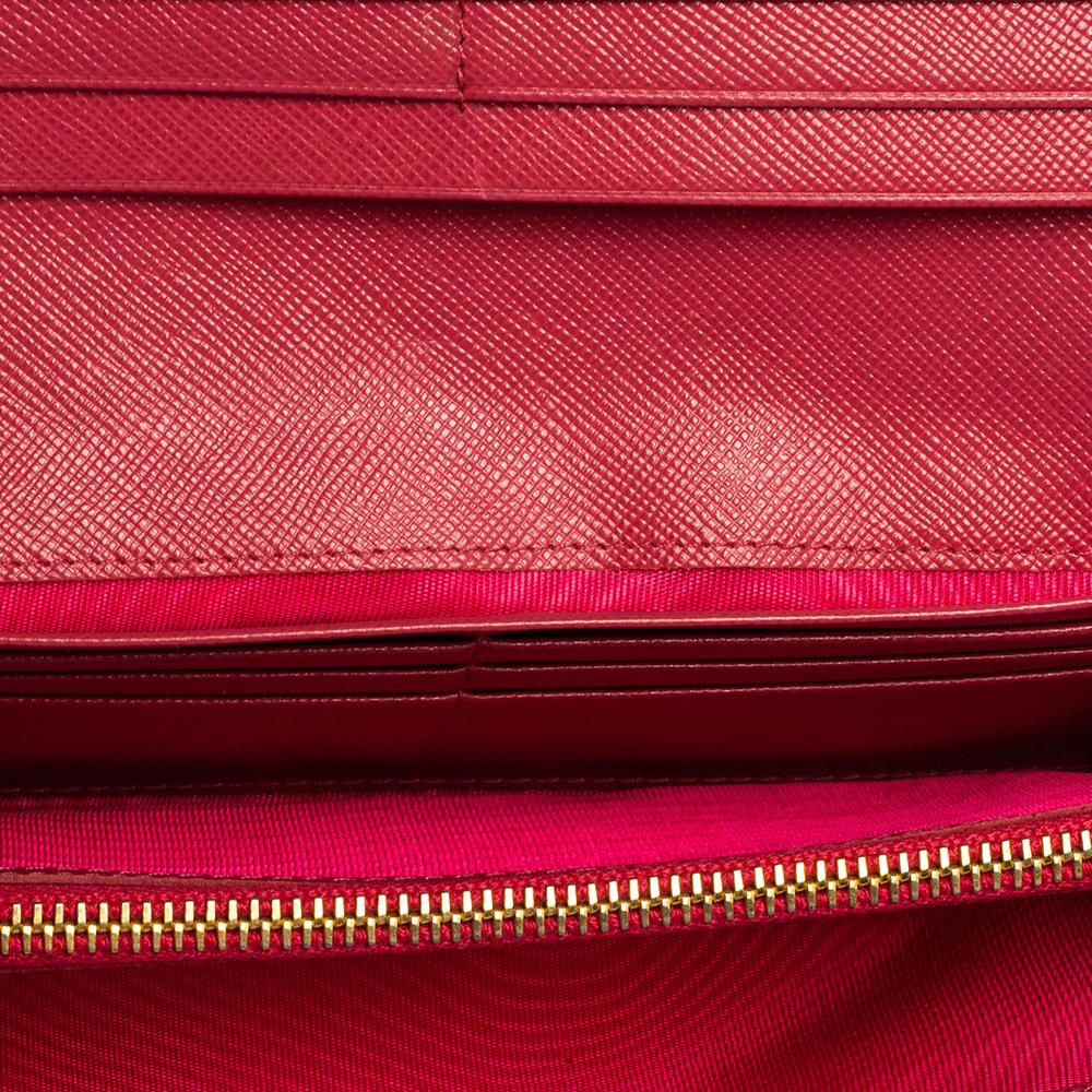 Prada Fuchsia Saffiano Leather Bow Continental Wallet 1