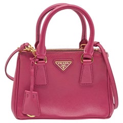 Prada Fuchsia Saffiano Lux Leather Mini Galleria Tote