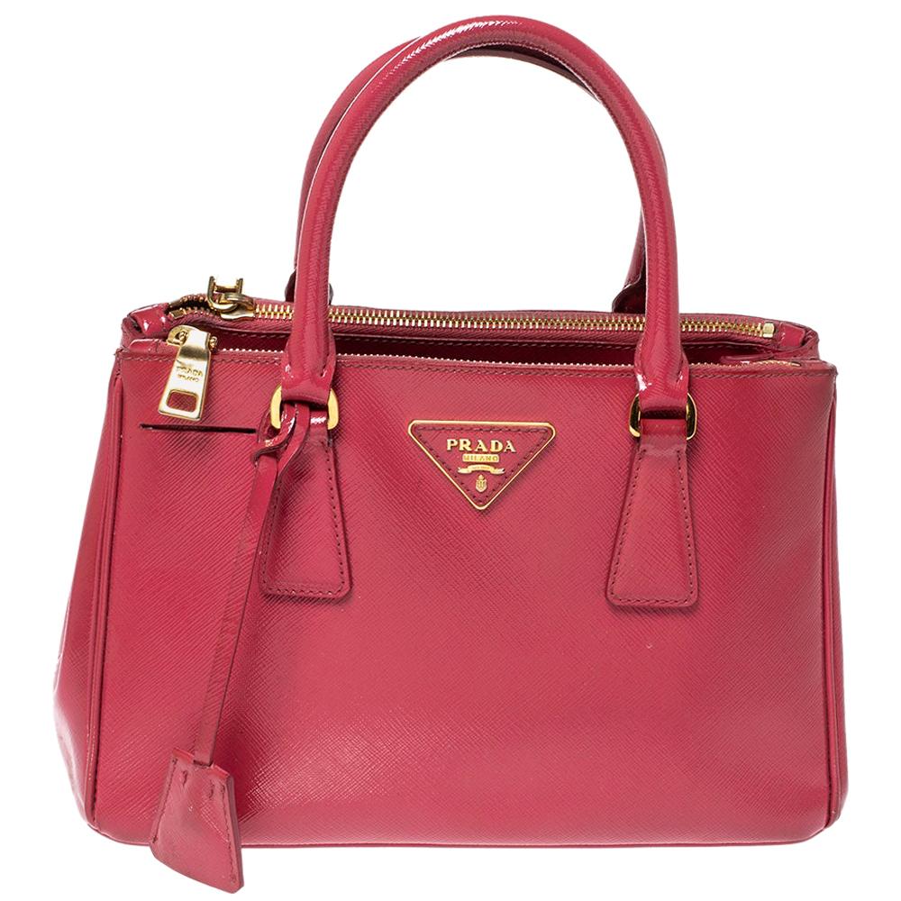 Prada Double Saffiano Leather Tote in Tamaris/Peach 