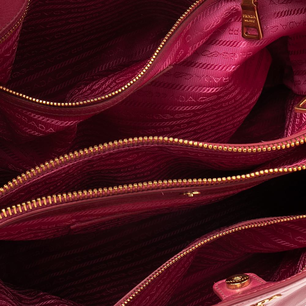Women's Prada Fuchsia Vitello Shine Leather Shopper Tote