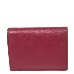 Prada Fucshia Saffiano Leather Bifold Card Holder