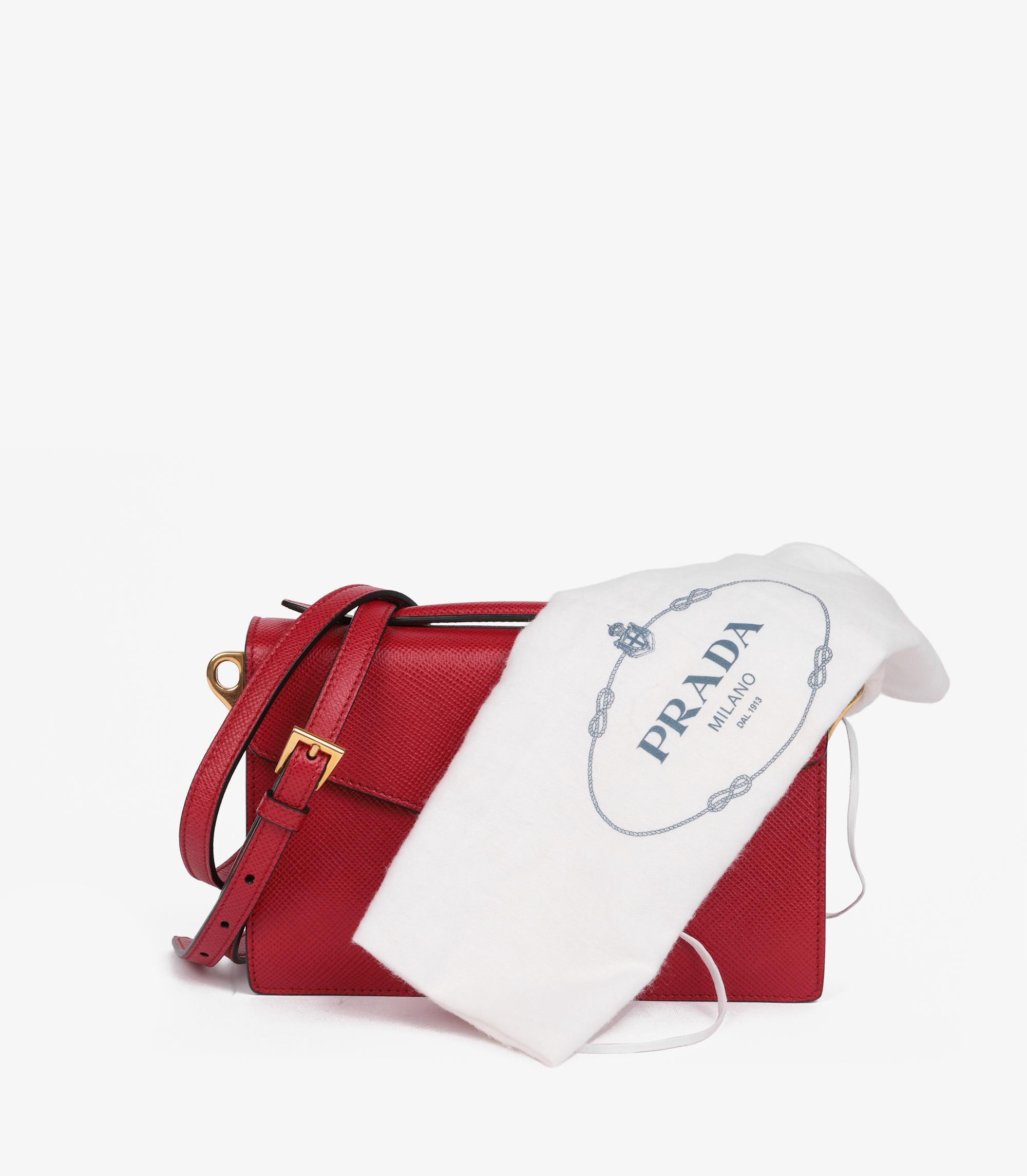 Prada Fuoco Saffiano Leather Cuir Top Handle Bag For Sale 6