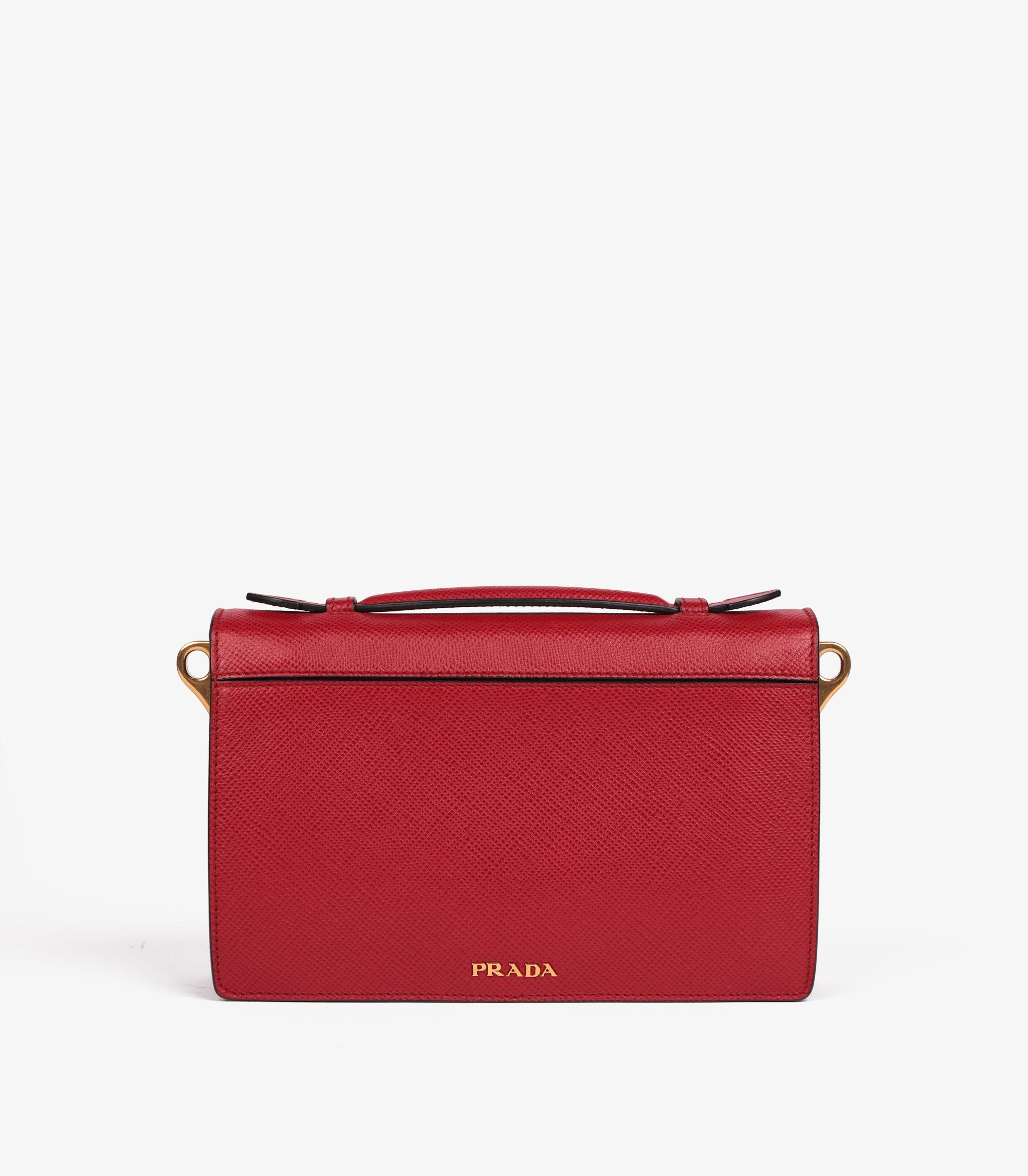Women's or Men's Prada Fuoco Saffiano Leather Cuir Top Handle Bag For Sale