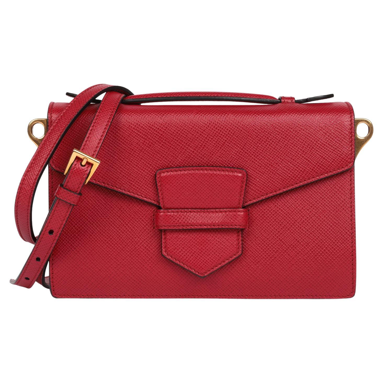 Prada Fuoco Saffiano Leather Cuir Top Handle Bag For Sale