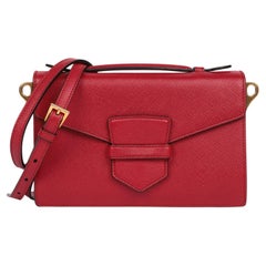 Bolso de asa superior Prada Fuoco Saffiano Leather Cuir