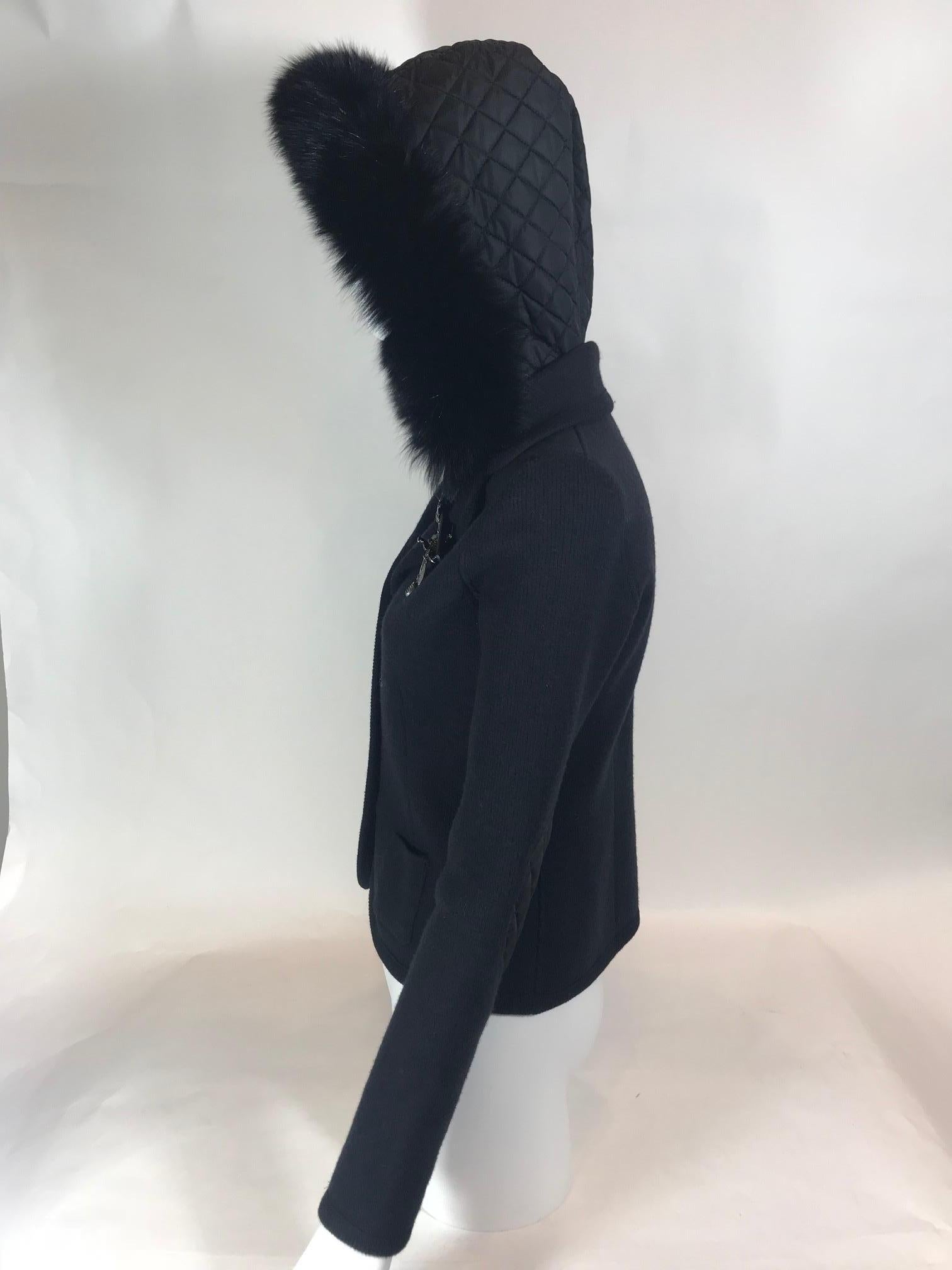 Prada Fur Hooded Knit Sweater For Sale 6