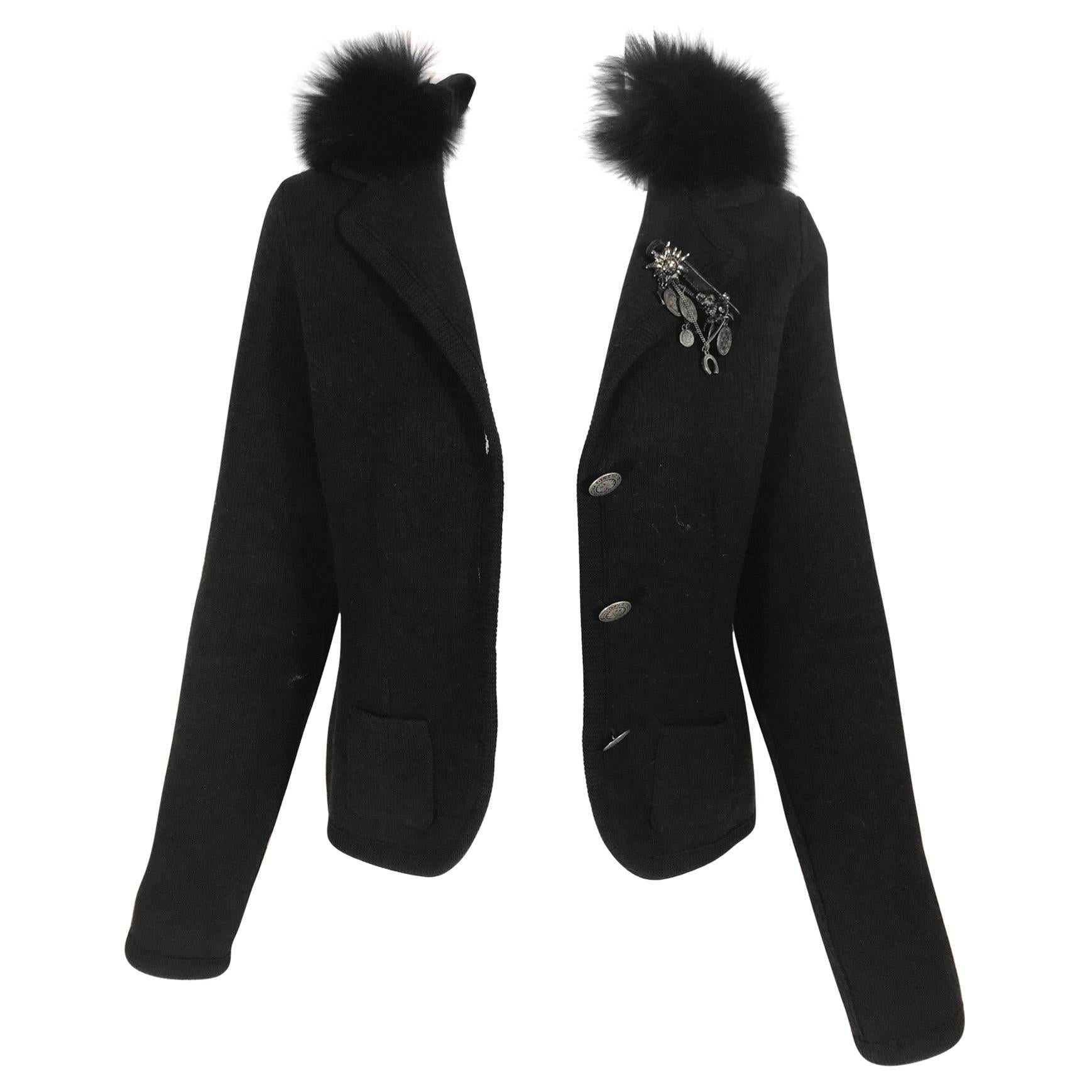 Prada Fur Hooded Knit Sweater For Sale