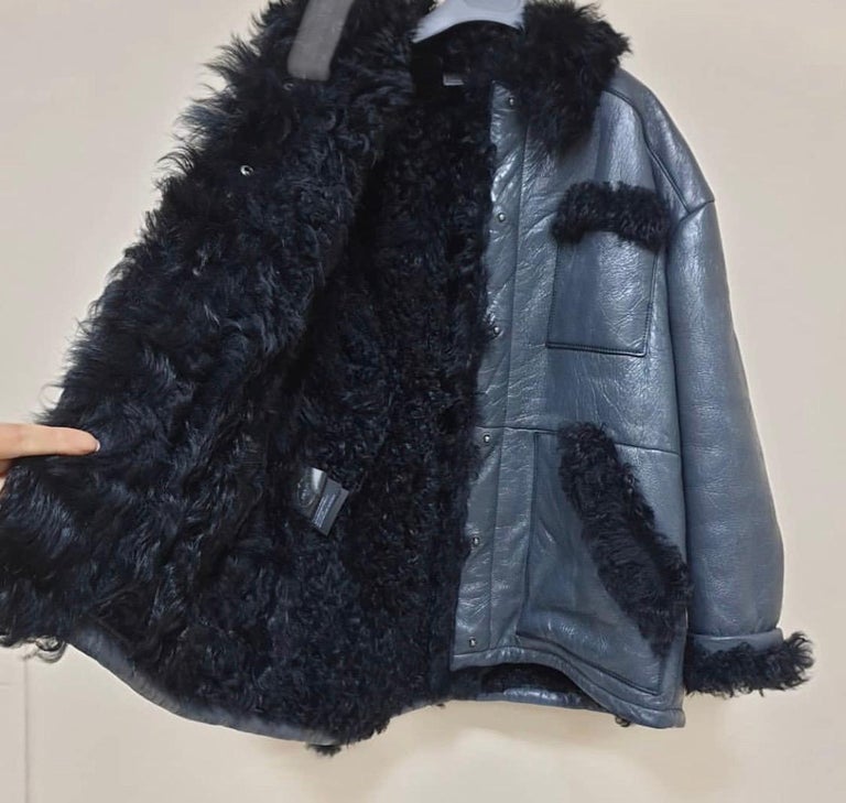 Prada Fur Trimmed Winter Leather Jacket For Sale at 1stDibs