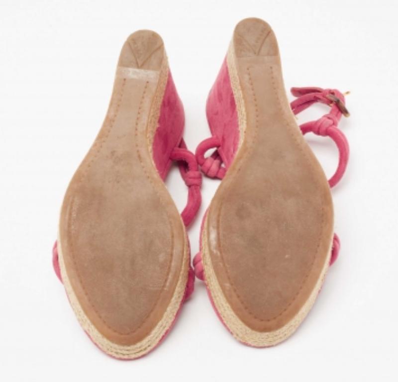 Prada Fuschia Pink Suede Espadrille Wedge Sandals Size 40 For Sale 2