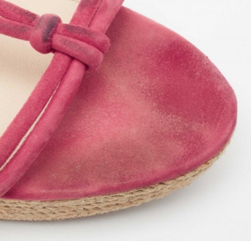 Prada Fuschia Pink Suede Espadrille Wedge Sandals Size 40 For Sale 3