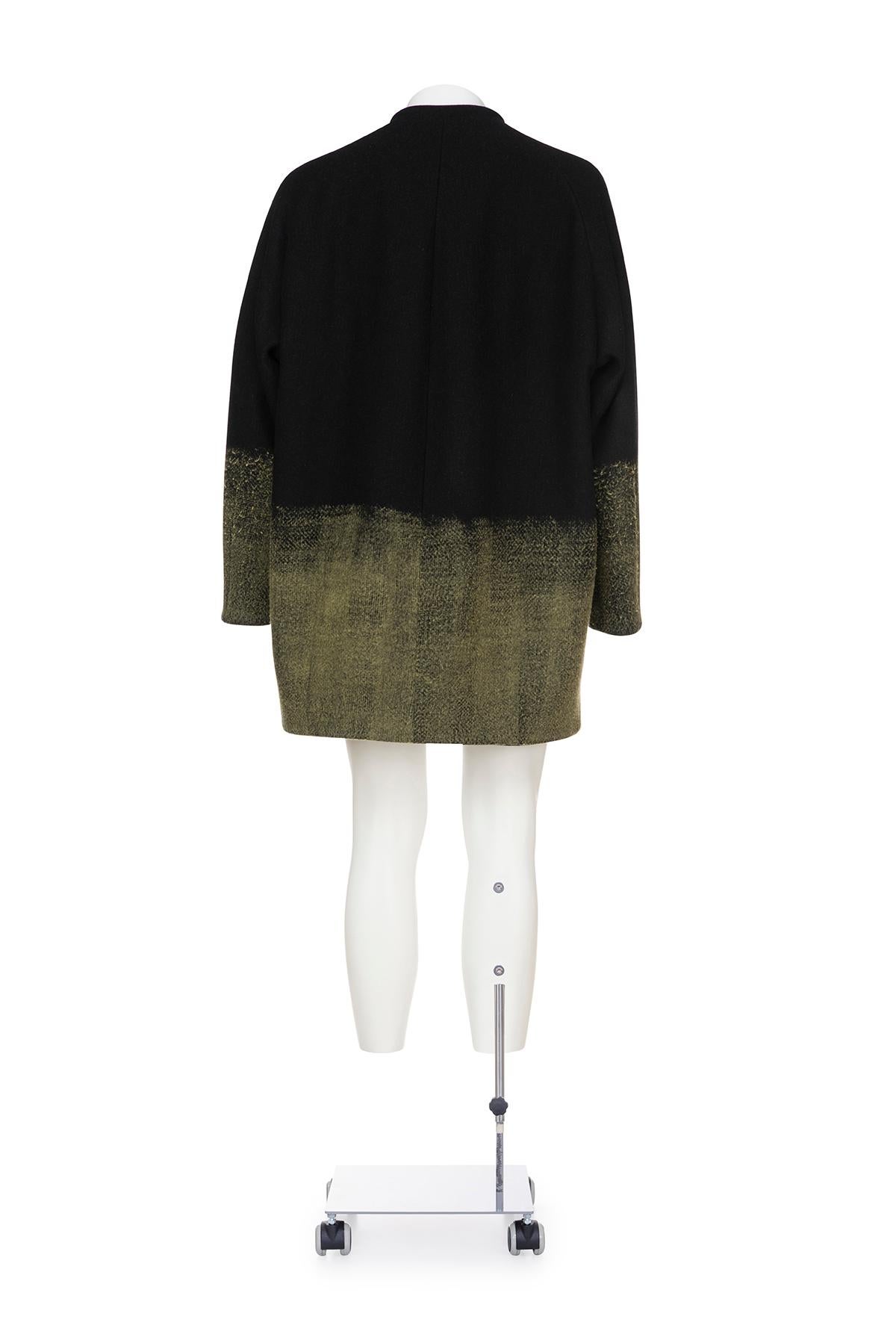 Nero Prada FW 07 Cappotto monopetto con zip e tessuto agugliato in vendita