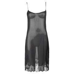 Prada /19971998 Robe noire en mousseline de soie diaphane négligée, taille IT 2