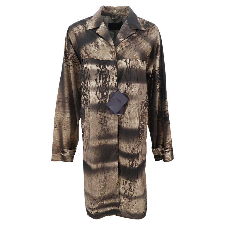 Prada FW-2004 Nylon Abstract Print Trench Coat For Sale at 1stDibs