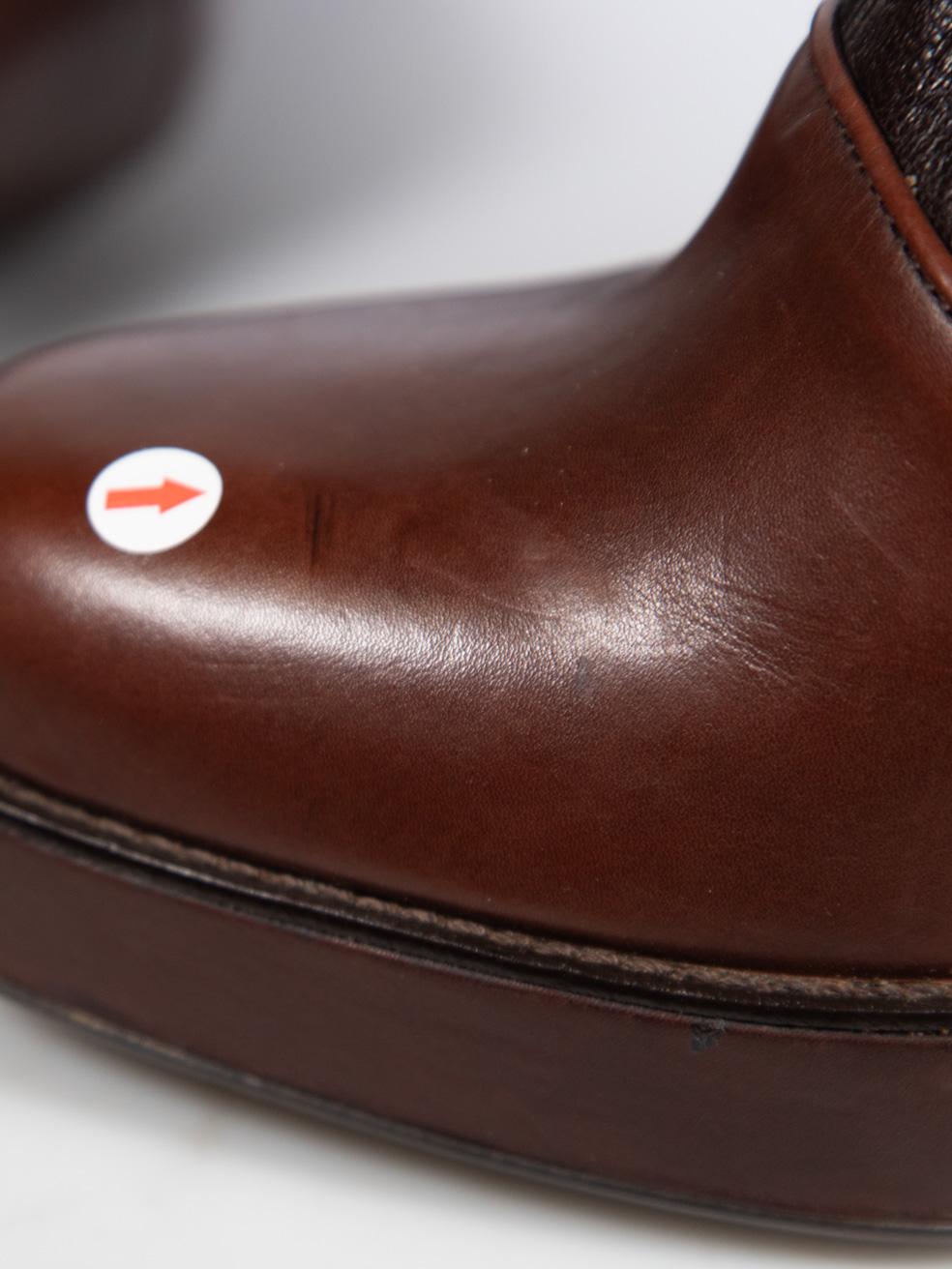 Prada FW 2006 Runway Brown Leather Sock Boots Size IT 40 2