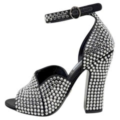 Prada FW 2019 Crystal Block Heel Peep Toe Sandals