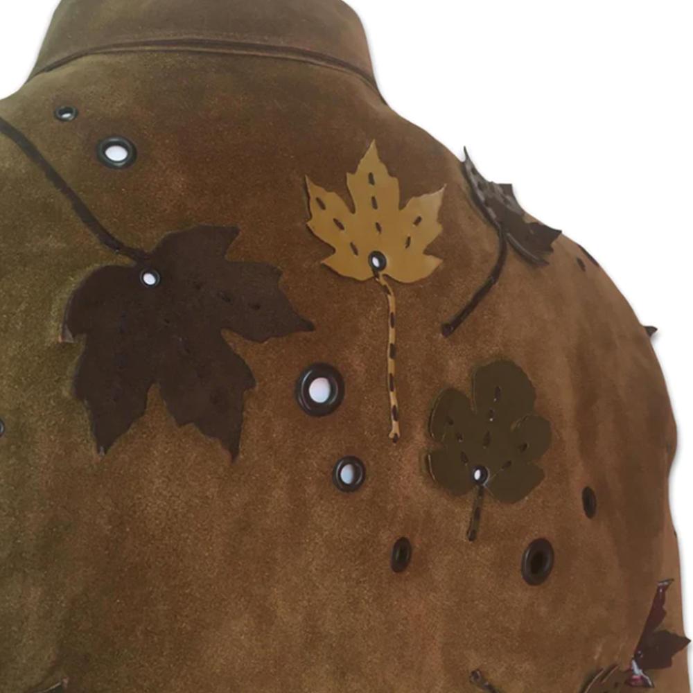 Brown PRADA FW1999 Leather leaf jacket For Sale