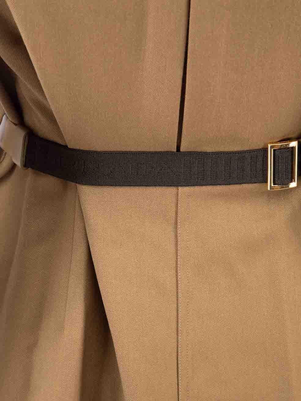 Prada FW23 Khaki Wool Belted Mini Dress Size M For Sale 1