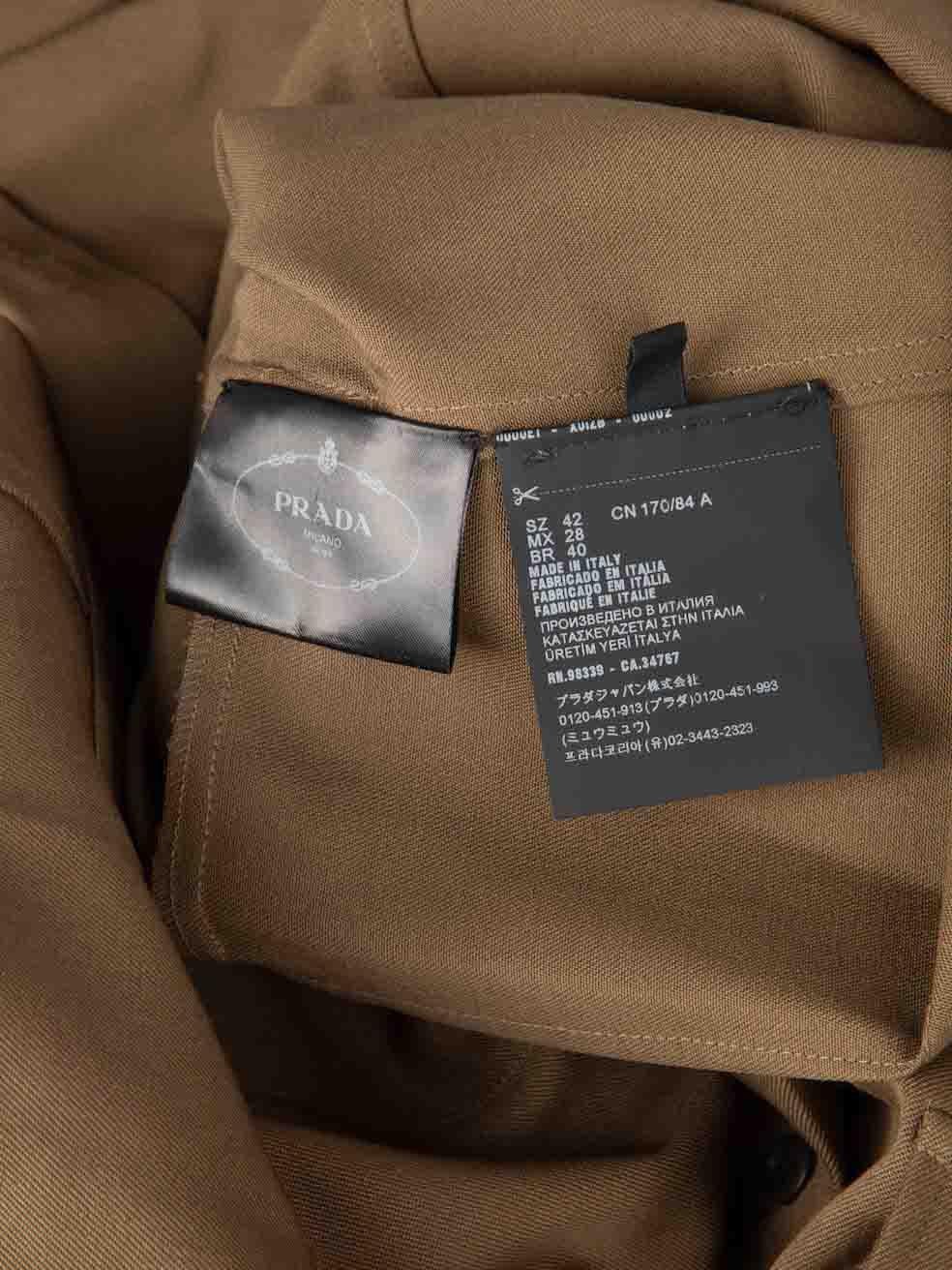 Prada FW23 Khaki Wool Belted Mini Dress Size M For Sale 3
