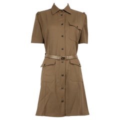 Prada FW23 Khaki Wool Belted Mini Dress Size M