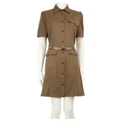 Prada FW23 Khaki Wool Belted Mini Dress Size M